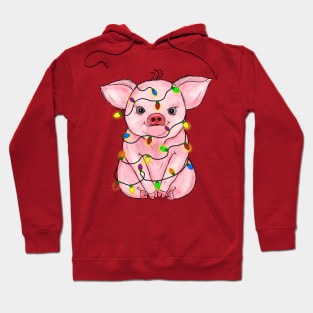 Cute Pig Christmas Lights Hoodie